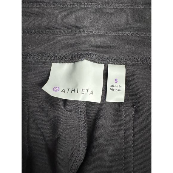Athleta Size Small Black Metro Slouch Stretch Pants Cropped Zip Pockets - Picture 3 of 8